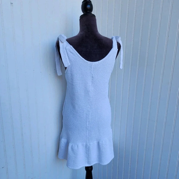 Green Envelope Textured Stretchy Loose Fit Tie Shoulder Beach Dress Womens Sz M - Picture 6 of 11